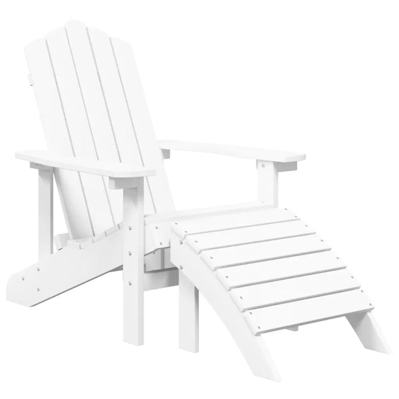 Garden Adirondack Chairs with Footstool & Table HDPE White
