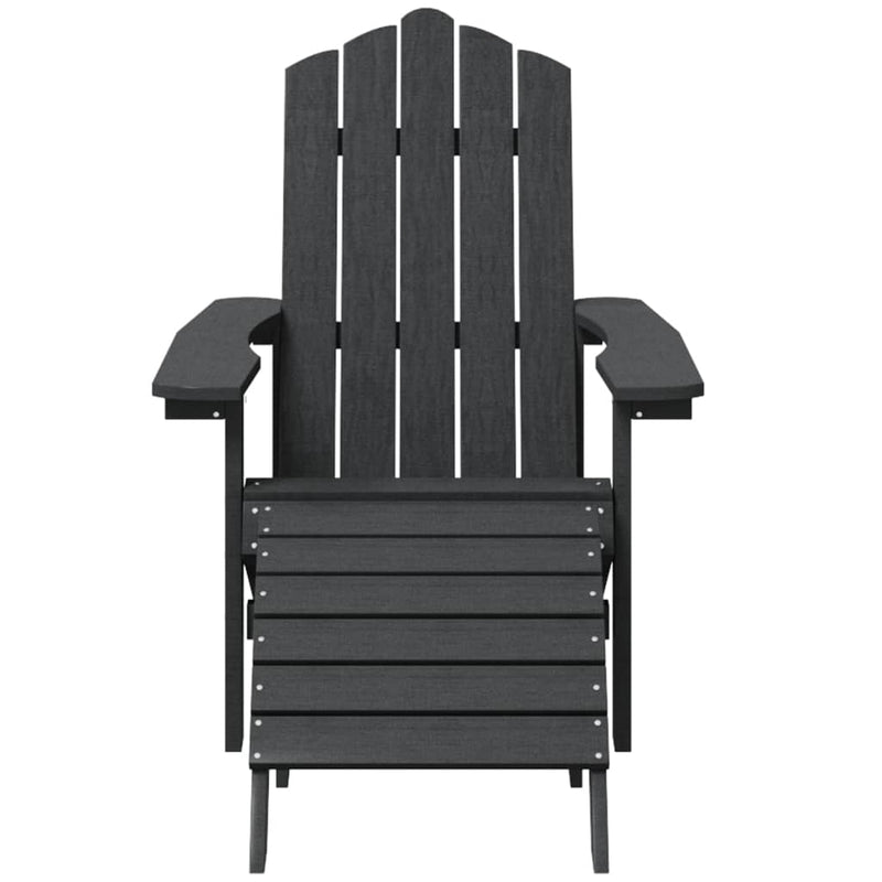 Garden Adirondack Chairs with Footstool & Table HDPE Anthracite