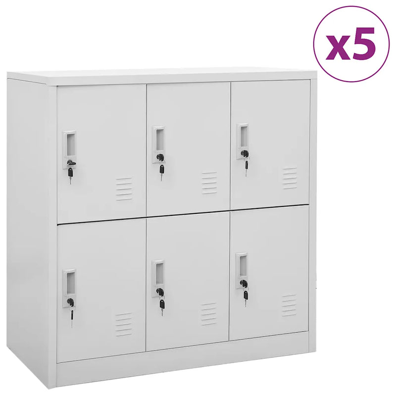 Locker Cabinets 5 pcs Light Grey 90x45x92,5 cm Steel