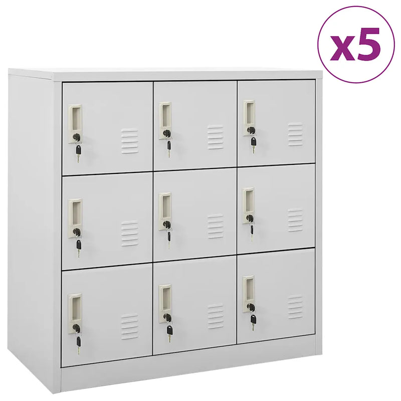 Locker Cabinets 5 pcs Light Grey 90x45x92,5 cm Steel