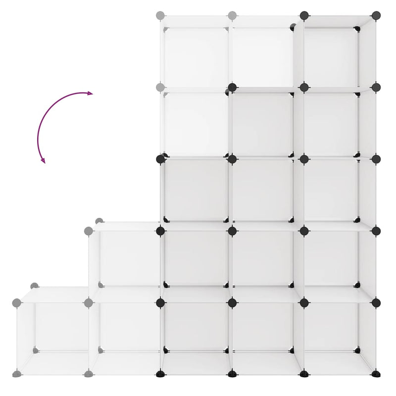 vidaXL Storage Cube Organiser with 15 Cubes Transparent PP