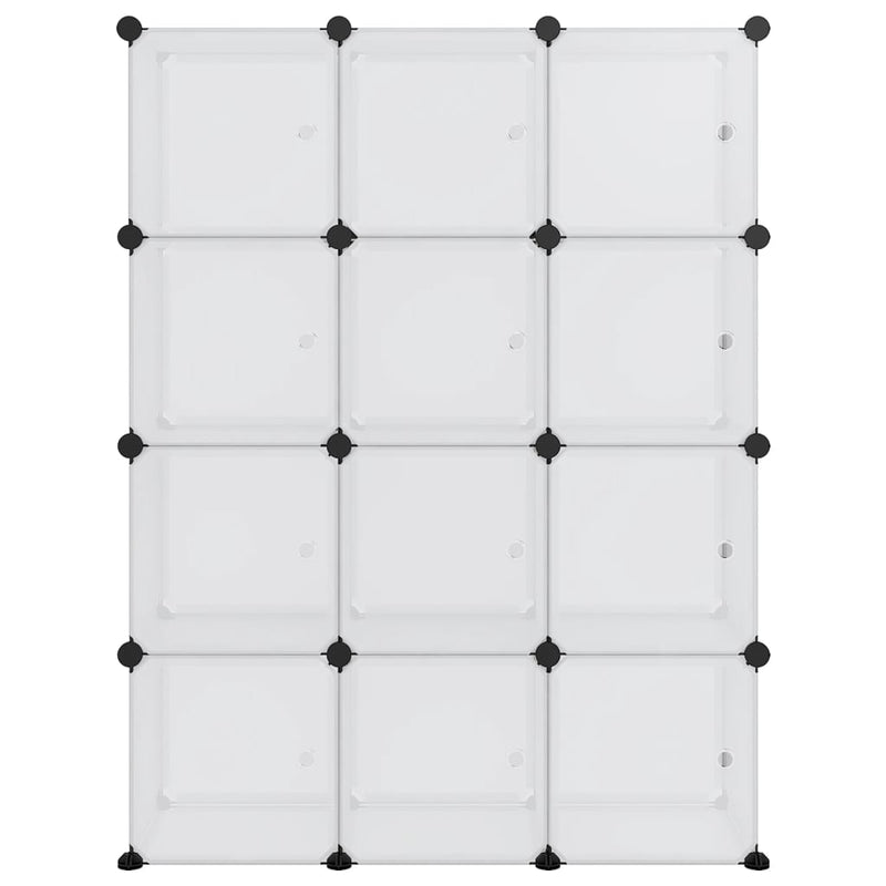 vidaXL Storage Cube Organiser with 12 Cubes and Doors Transparent PP