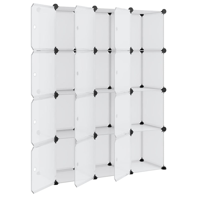 vidaXL Storage Cube Organiser with 12 Cubes and Doors Transparent PP