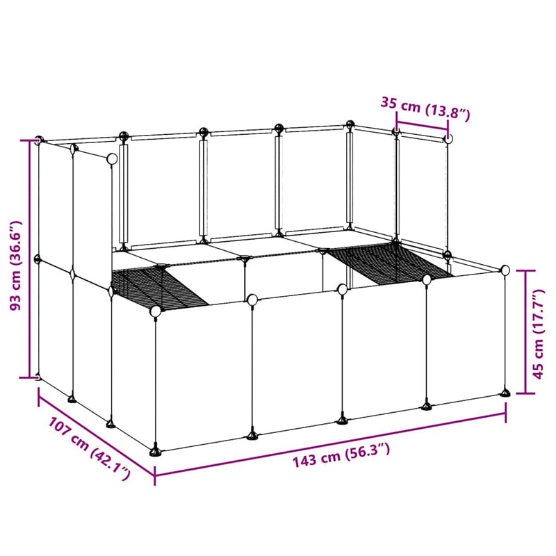 vidaXL Small Animal Cage Black 143x107x93 cm PP and Steel