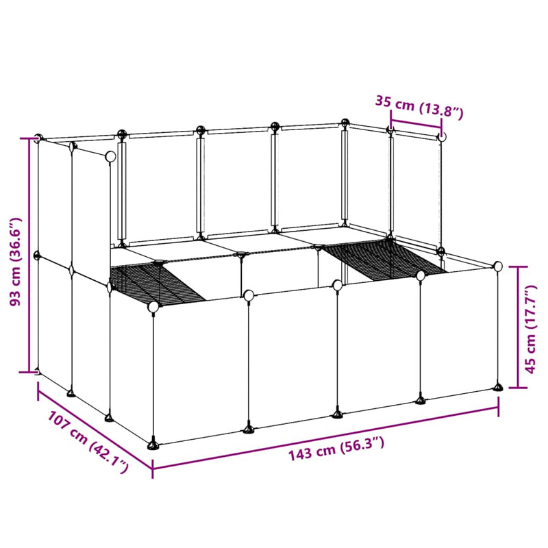 vidaXL Small Animal Cage Transparent 143x107x93 cm PP and Steel