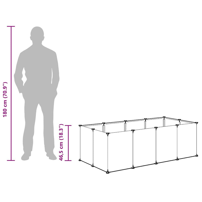 vidaXL Small Animal Cage Transparent 144x74x46.5 cm PP and Steel