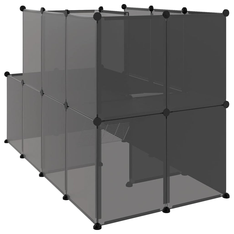 vidaXL Small Animal Cage Black 142x74x93 cm PP and Steel