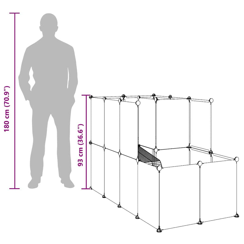 vidaXL Small Animal Cage Transparent 142x74x93 cm PP and Steel