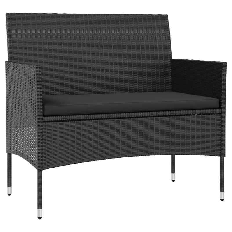 vidaXL 8 Piece Garden Lounge Set with Cushions Poly Rattan Black