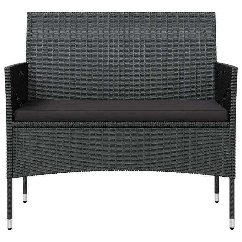 vidaXL 8 Piece Garden Lounge Set with Cushions Poly Rattan Black
