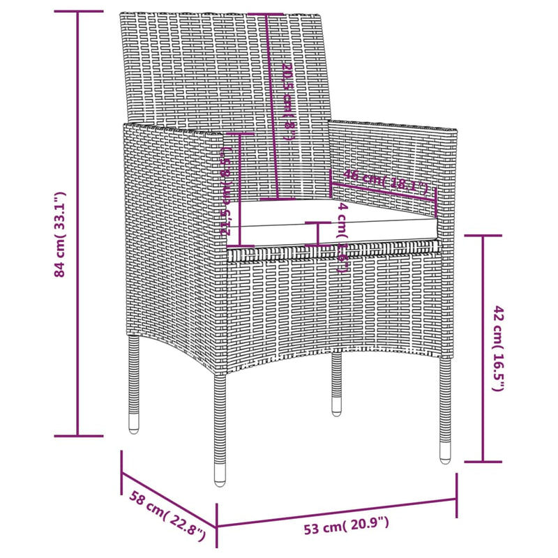 vidaXL 8 Piece Garden Lounge Set with Cushions Poly Rattan Grey