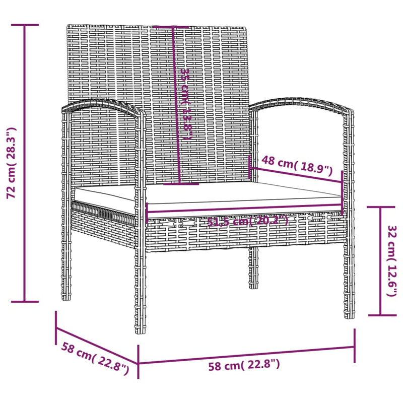 vidaXL 8 Piece Garden Lounge Set with Cushions Poly Rattan Black