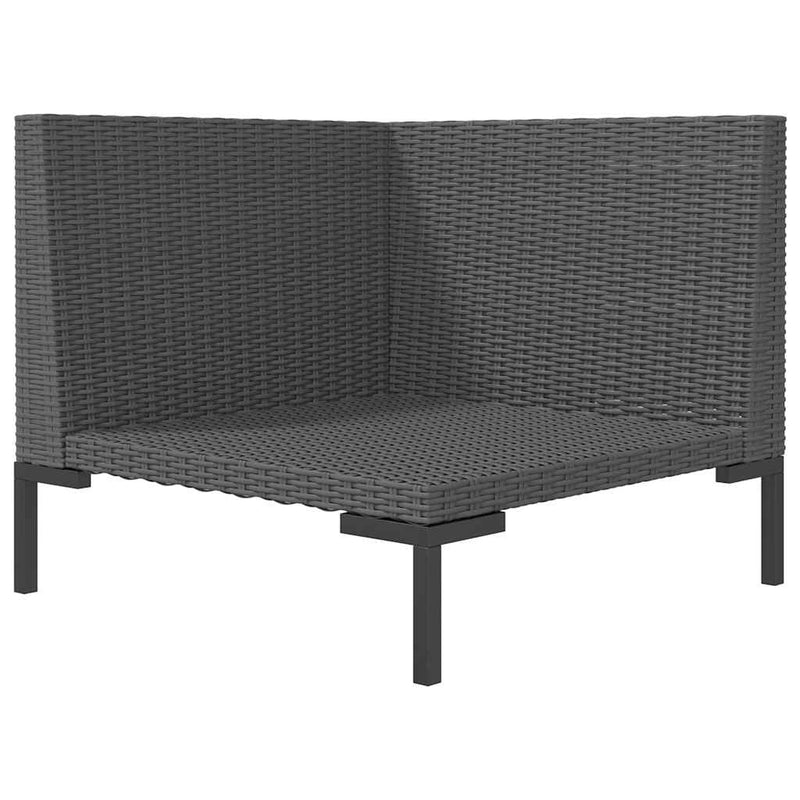 vidaXL Garden Sofa with Cushions Half Round Poly Rattan