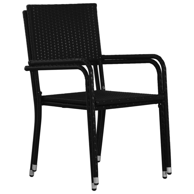 Garden Dining Chairs 4 pcs Stackable Black Poly Rattan