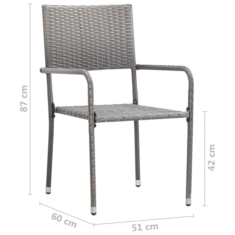 Garden Dining Chairs 4 pcs Stackable Grey Poly Rattan