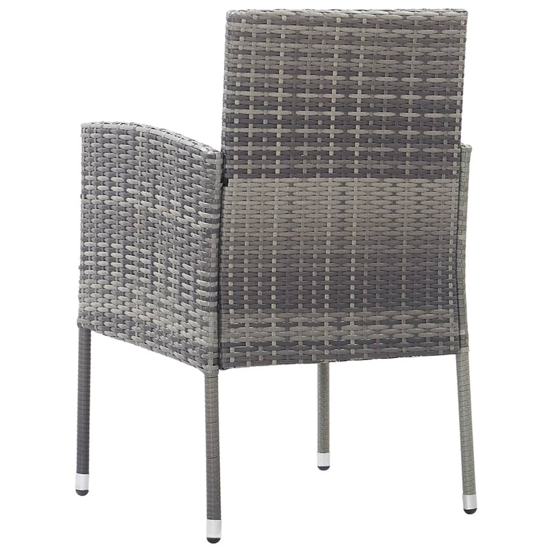 Garden Chairs with Dark Grey Cushions 4 pcs Grey Poly Rattan