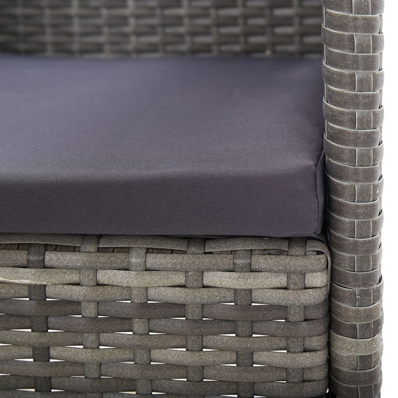 Garden Chairs with Dark Grey Cushions 4 pcs Grey Poly Rattan