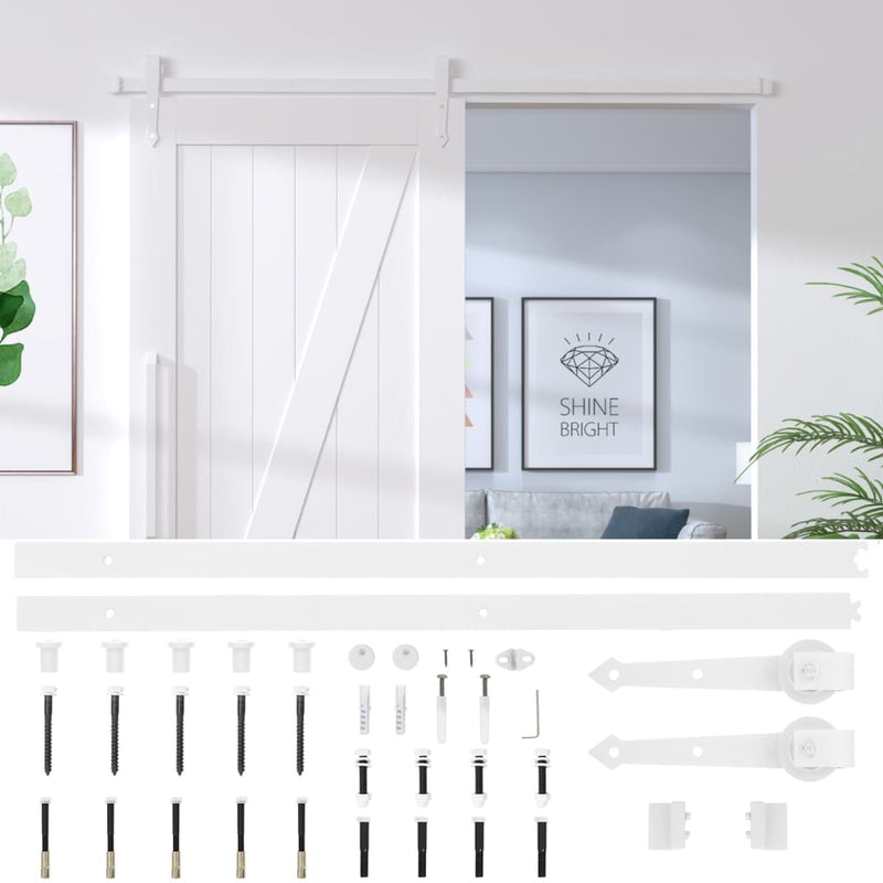 vidaXL Sliding Door Hardware Kit 200 cm Steel White