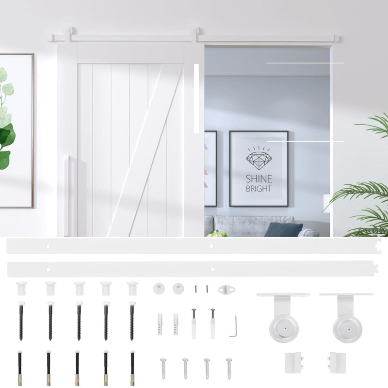 vidaXL Sliding Door Hardware Kit 200 cm Steel White