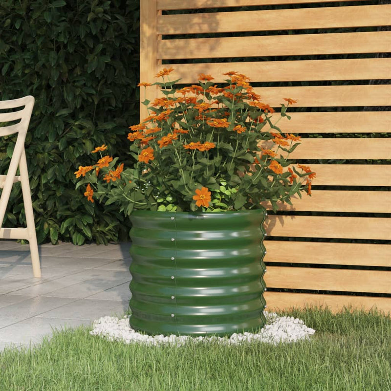 vidaXL Garden Planter Galvanised Steel 40x40x36 cm Green