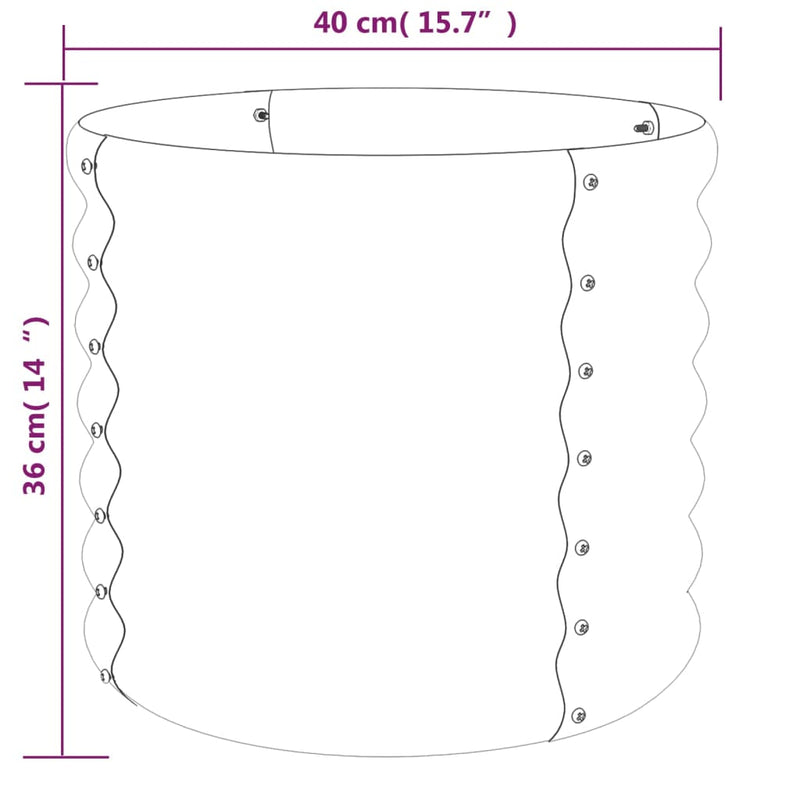 vidaXL Garden Planter Galvanised Steel 40x40x36 cm Silver