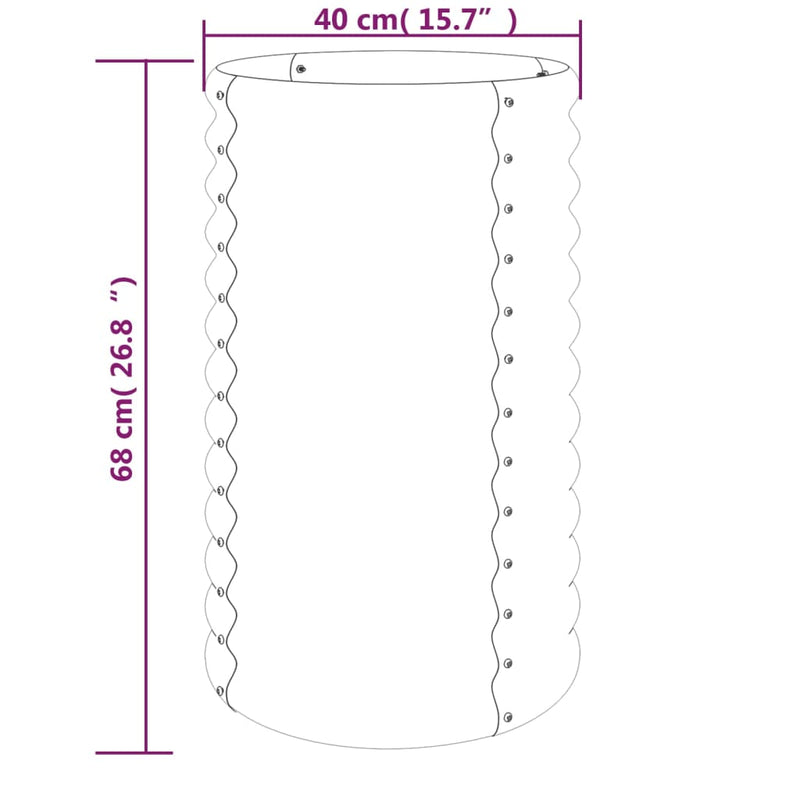 vidaXL Garden Planter Galvanised Steel 40x40x68 cm Green