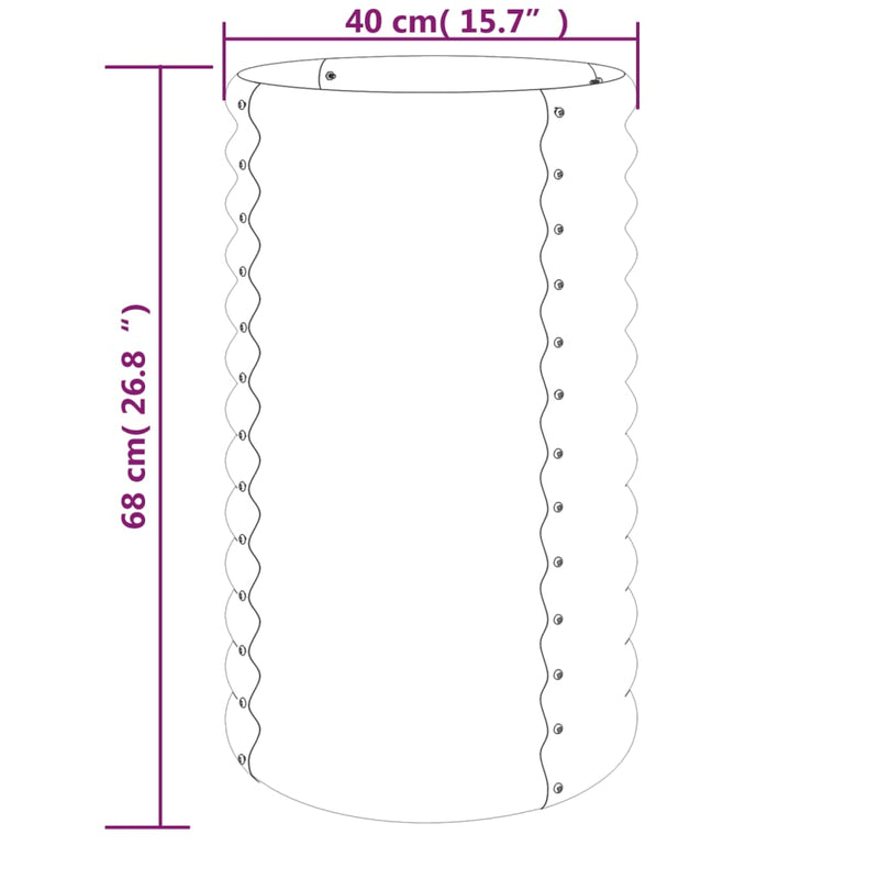 vidaXL Garden Planter Galvanised Steel 40x40x68 cm Silver
