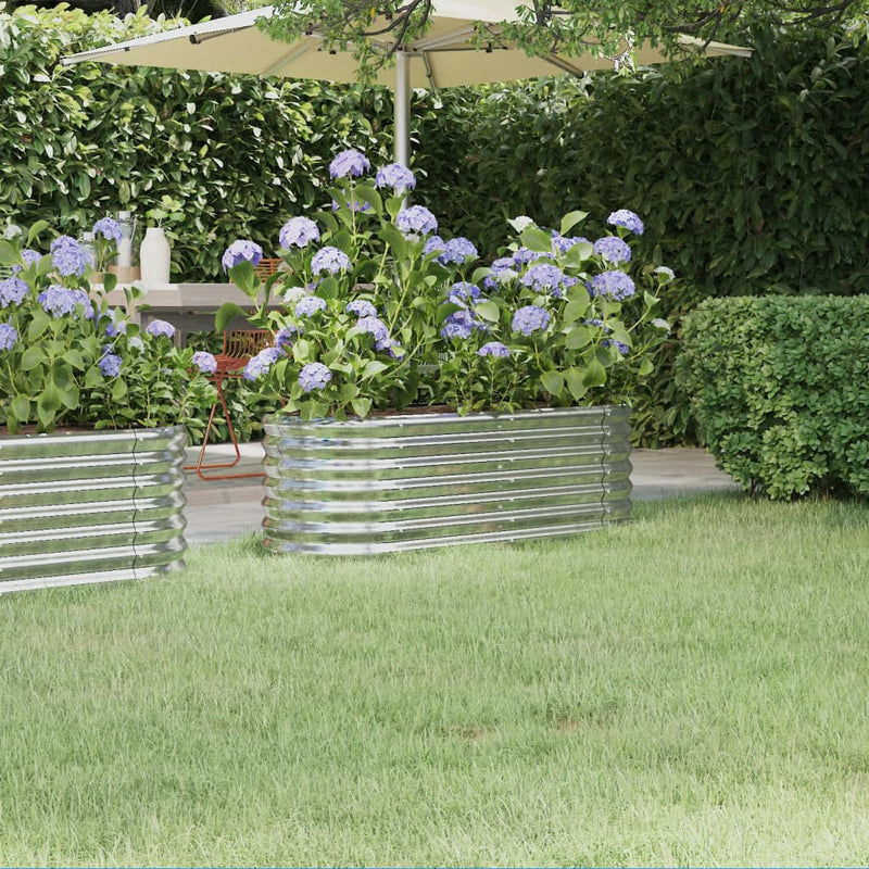 vidaXL Garden Raised Bed Galvanised Steel 114x40x36 cm Silver
