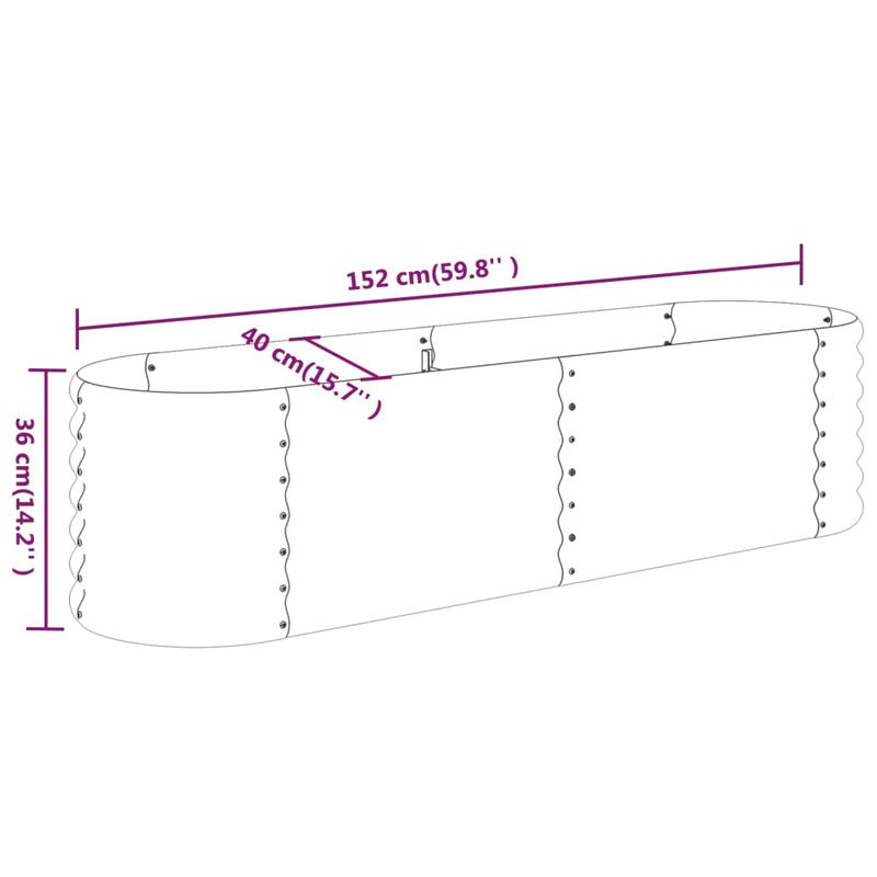 vidaXL Garden Raised Bed Galvanised Steel 152x40x36 cm Grey