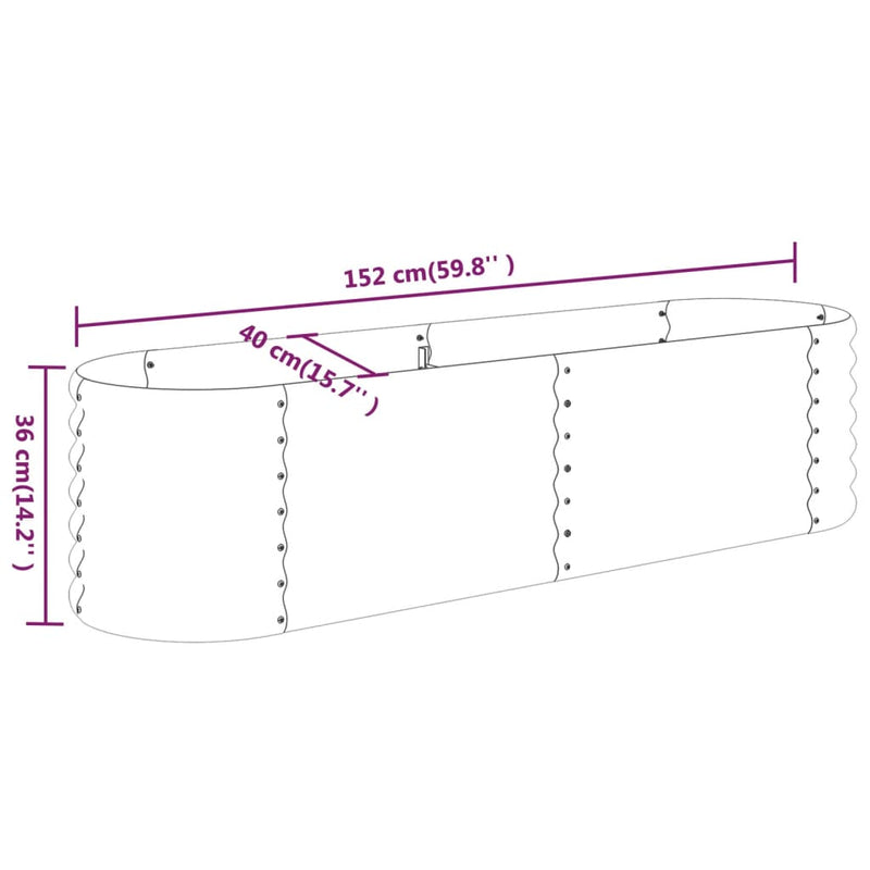 vidaXL Garden Raised Bed Galvanised Steel 152x40x36 cm Anthracite