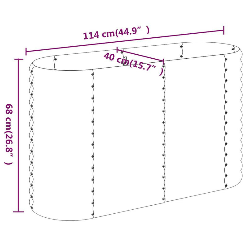vidaXL Garden Raised Bed Galvanised Steel 114x40x68 cm Grey