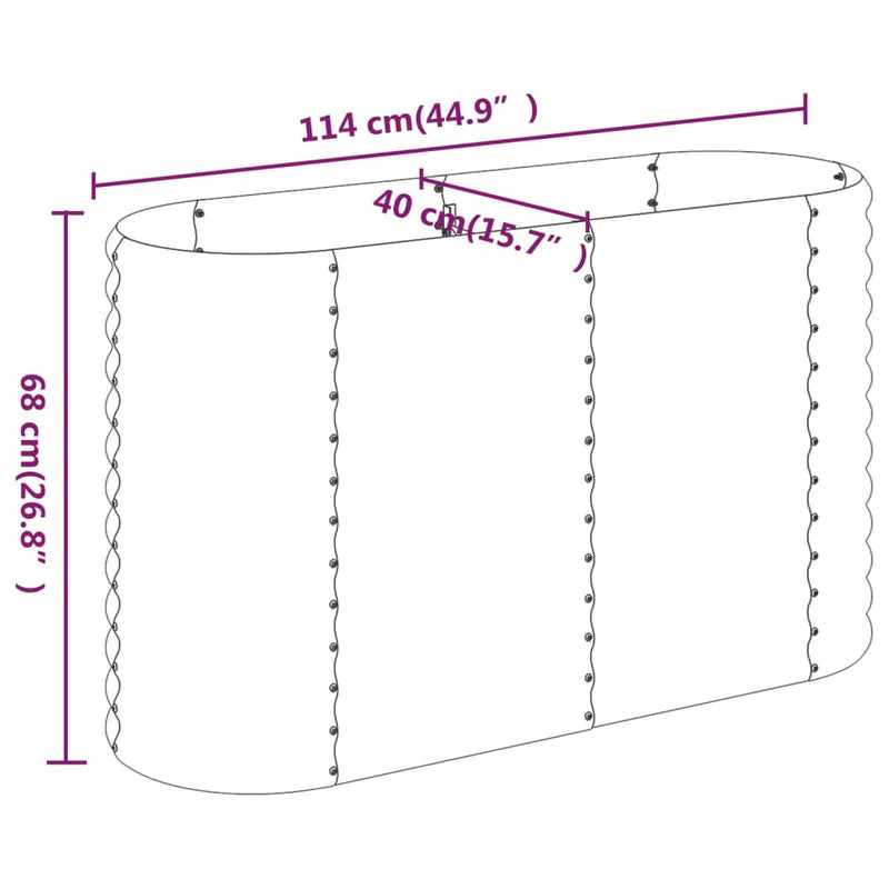 vidaXL Garden Raised Bed Galvanised Steel 114x40x68 cm Anthracite