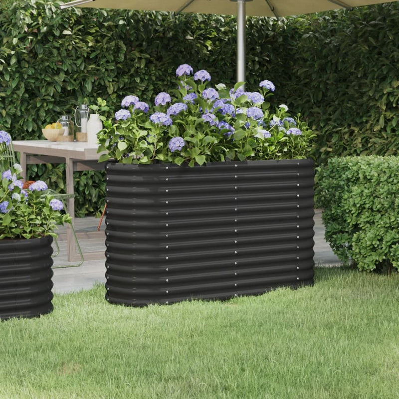 vidaXL Garden Raised Bed Galvanised Steel 114x40x68 cm Anthracite