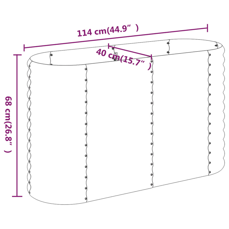 Garden Raised Bed Galvanised Steel 114x40x68 cm Silver