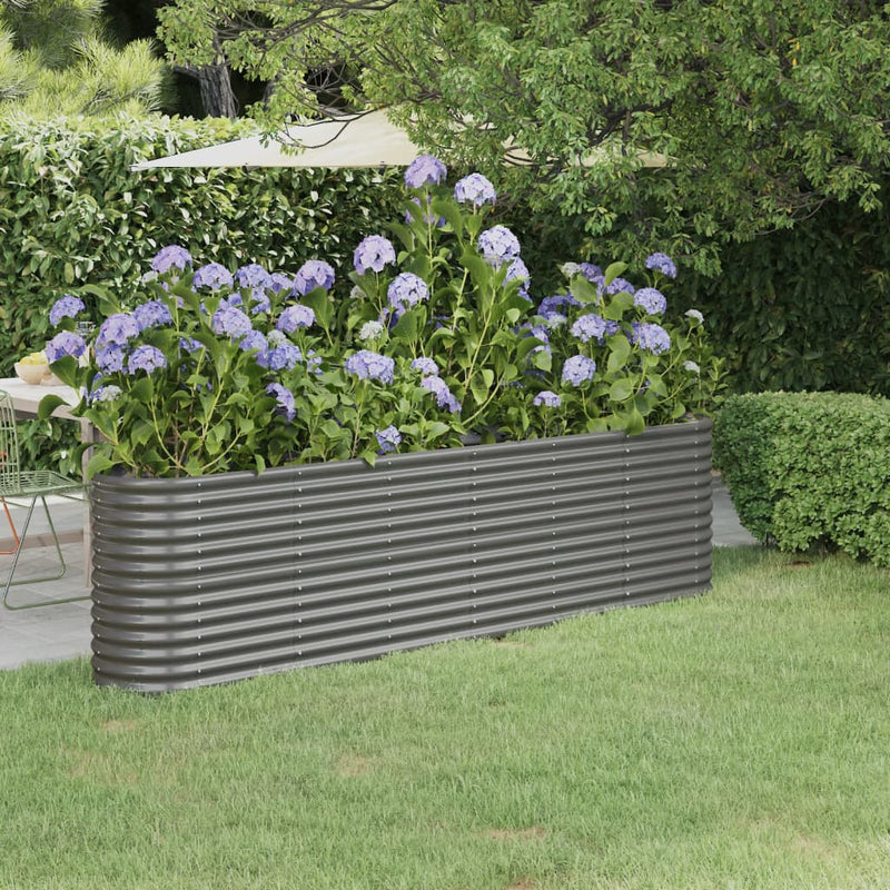 vidaXL Garden Raised Bed Galvanised Steel 260x40x68 cm Grey