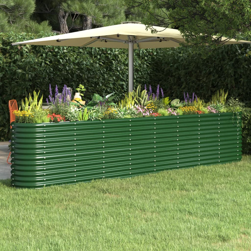 vidaXL Garden Raised Bed Galvanised Steel 332x40x68 cm Green