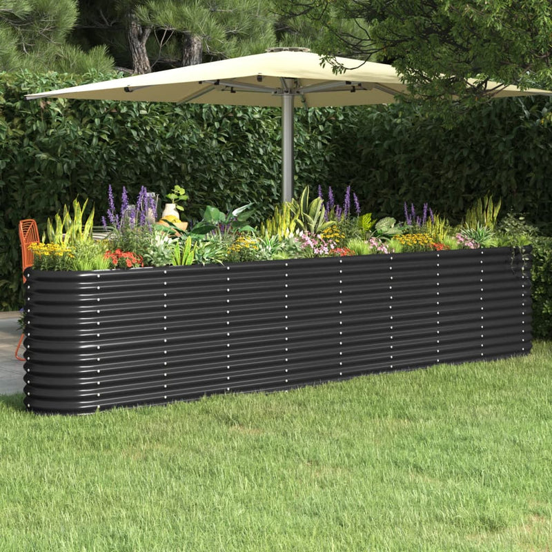 vidaXL Garden Raised Bed Galvanised Steel 332x40x68 cm Anthracite