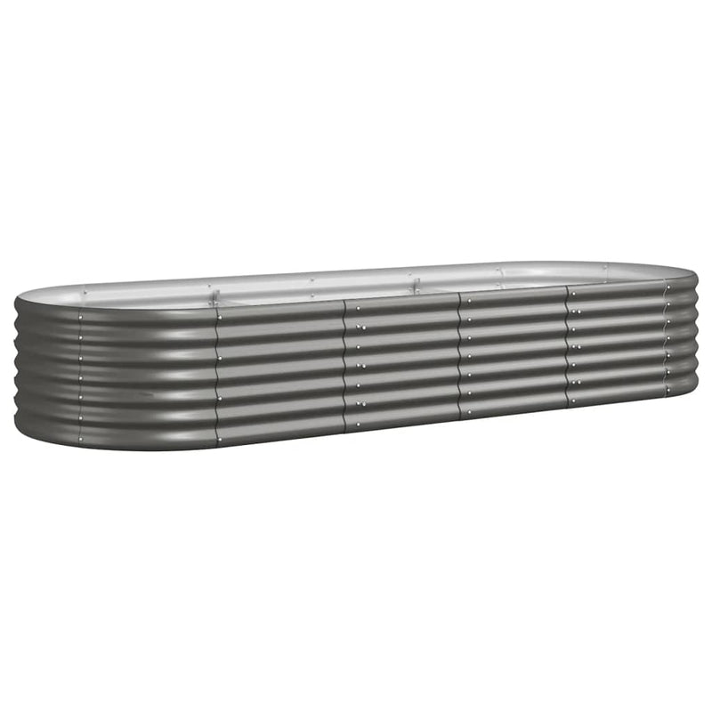 vidaXL Garden Raised Bed Galvanised Steel 224x80x36 cm Grey