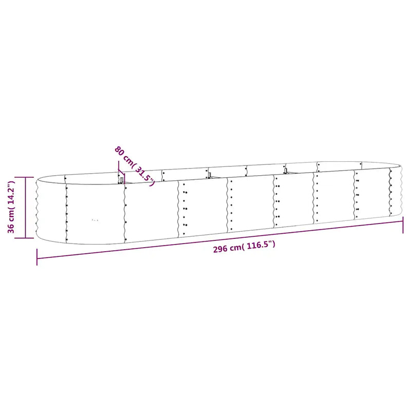 Garden Raised Bed Galvanised Steel 296x80x36 cm Anthracite