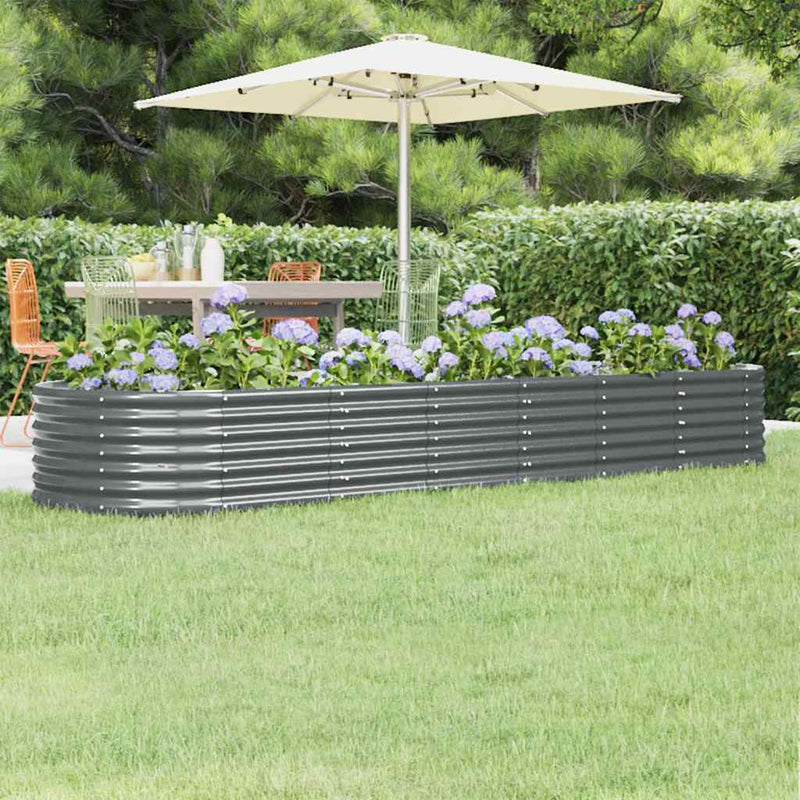 vidaXL Garden Raised Bed Galvanised Steel 296x80x36 cm Anthracite