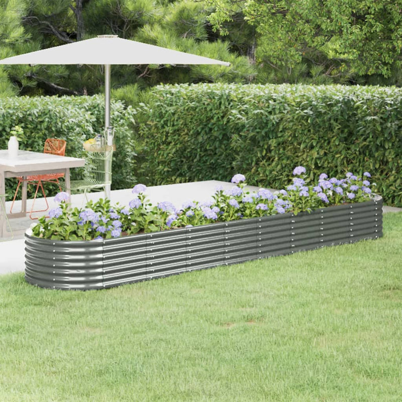 vidaXL Garden Raised Bed Galvanised Steel 368x80x36 cm Grey