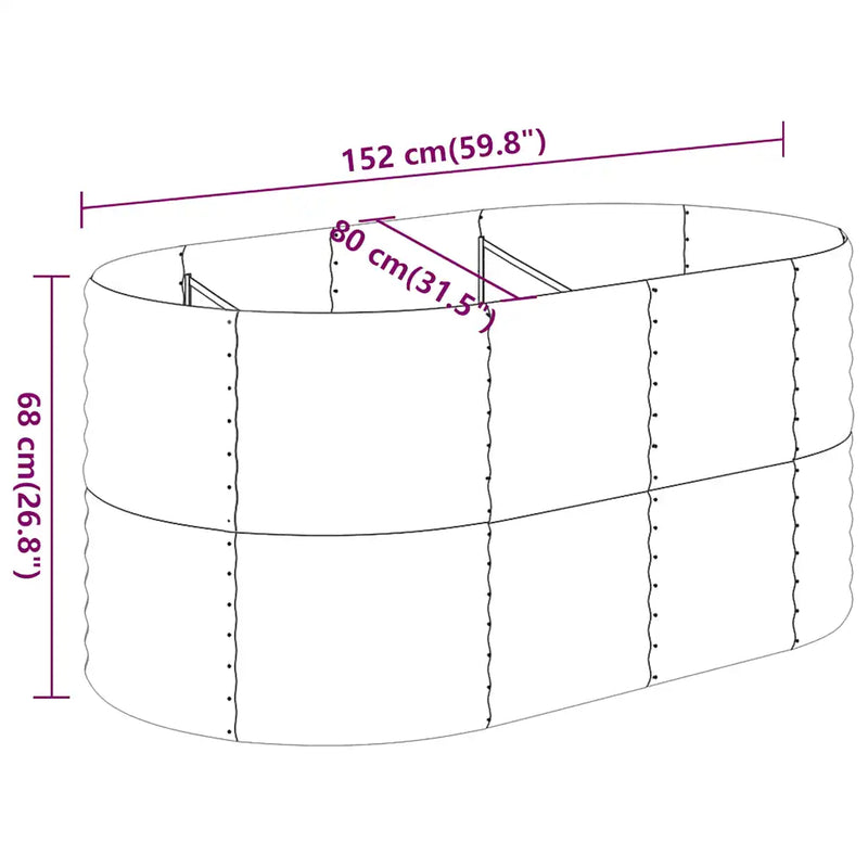 Garden Raised Bed Galvanised Steel 152x80x68 cm Anthracite