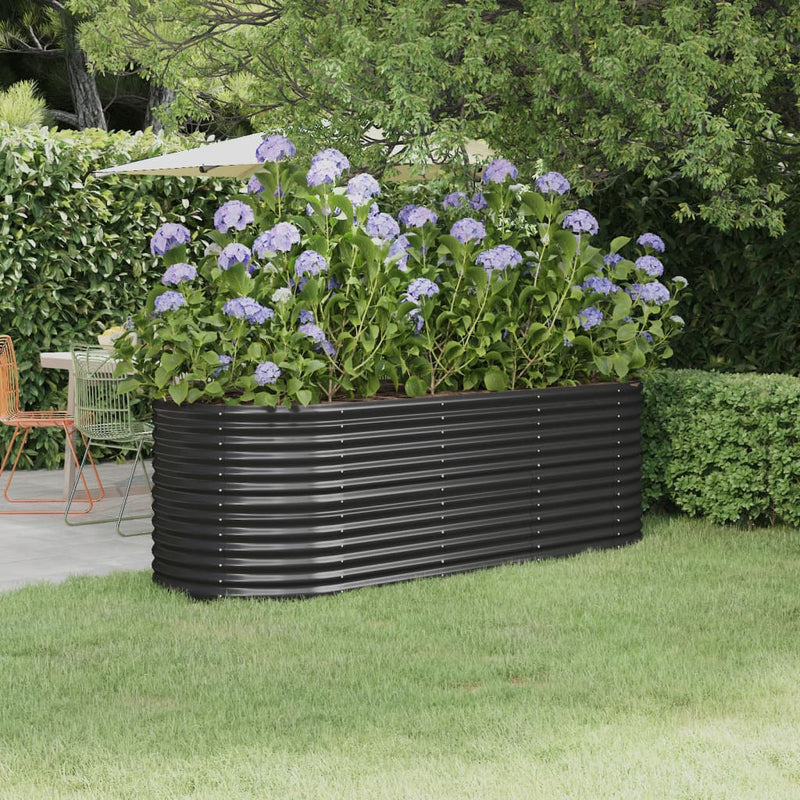 vidaXL Garden Raised Bed Galvanised Steel 224x80x68 cm Anthracite