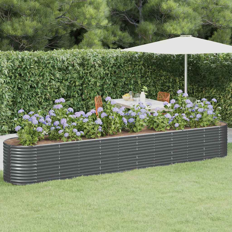 vidaXL Garden Raised Bed Galvanised Steel 440x80x68 cm Anthracite