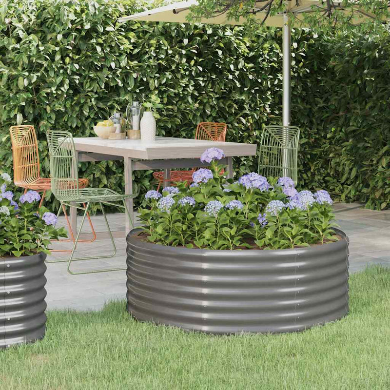 vidaXL Garden Raised Bed Galvanised Steel 100x100x36 cm Grey