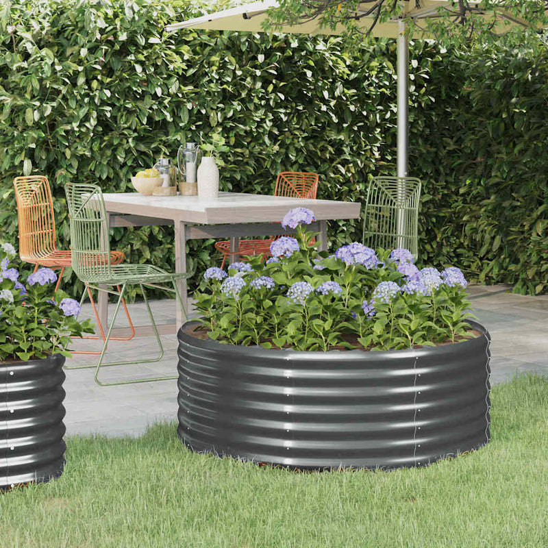 vidaXL Garden Raised Bed Galvanised Steel 100x100x36 cm Anthracite