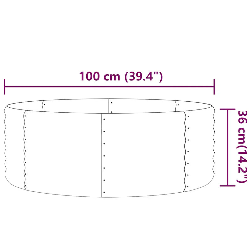 Garden Raised Bed Galvanised Steel 100x100x36 cm Silver
