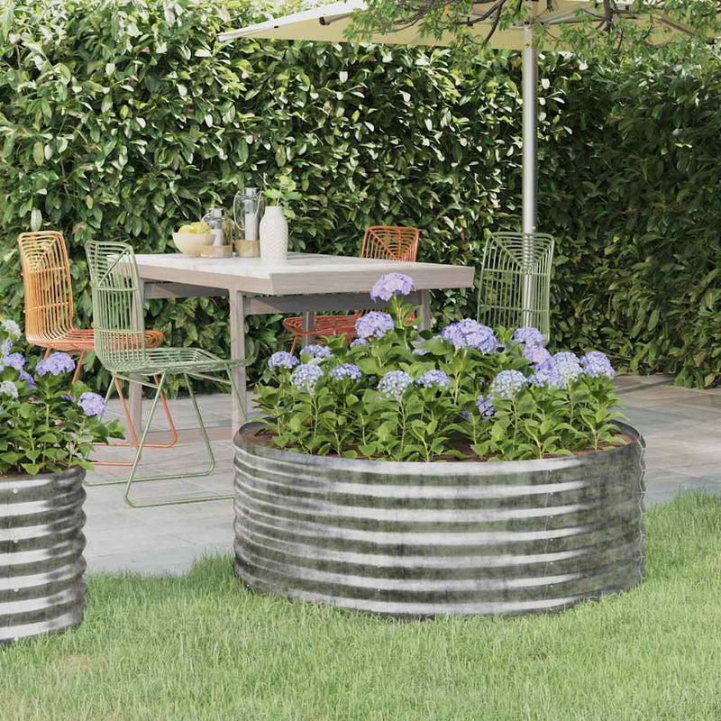 vidaXL Garden Raised Bed Galvanised Steel 100x100x36 cm Silver