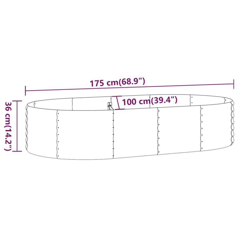 vidaXL Garden Raised Bed Galvanised Steel 175x100x36 cm Grey