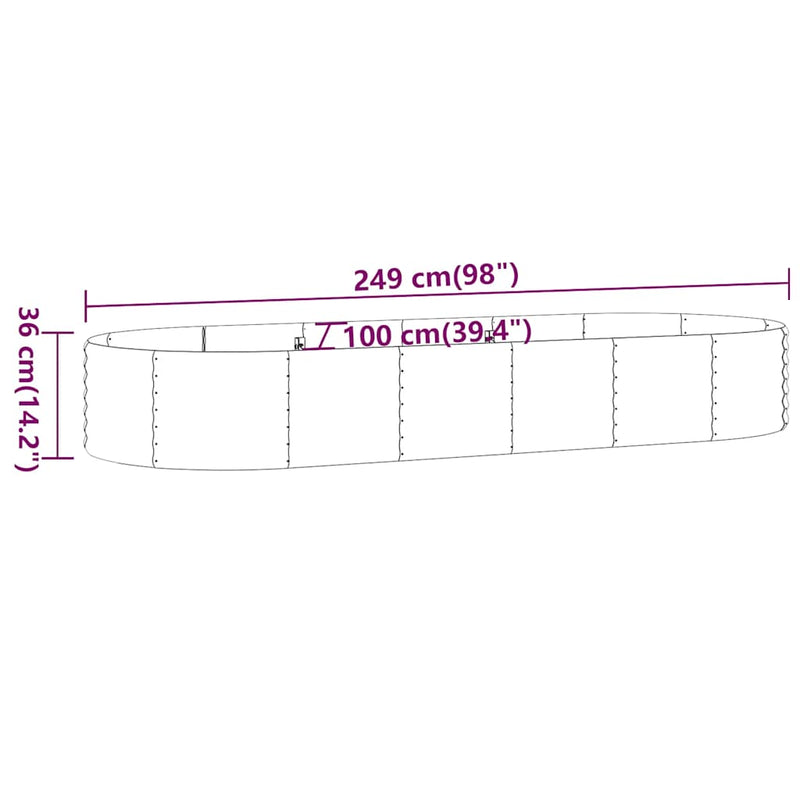 vidaXL Garden Raised Bed Galvanised Steel 249x100x36 cm Anthracite